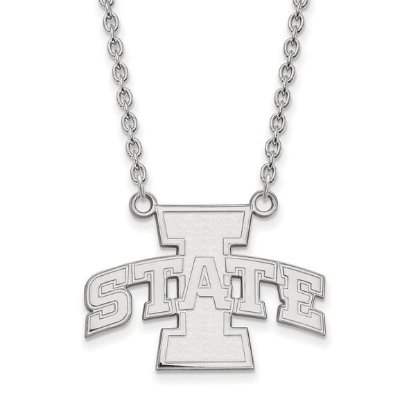 Sterling Silver Iowa State Large 'I State' Pendant Necklace